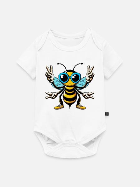 Biene mit Sonnenbrille - Baby Premium Kurzarmbody - Weiß
