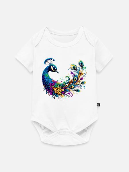 Pfau - Baby Premium Kurzarmbody - Weiß