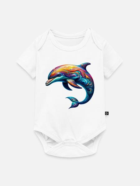 Delfin - Baby Premium Kurzarmbody - Weiß
