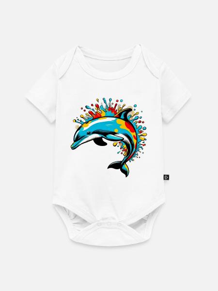 Delfin - Baby Premium Kurzarmbody - Weiß