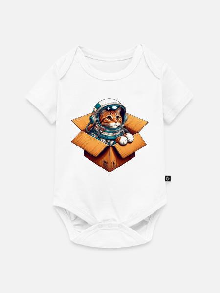 Astronaut Katze - Baby Premium Kurzarmbody - Weiß