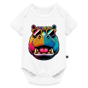 Hippopotamus with Sunglasses - Baby Premium short-sleeve bodysuit - white - Front