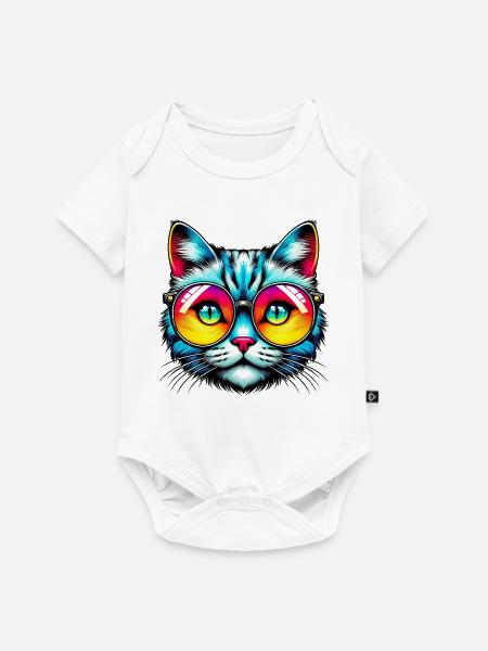 Kater mit Sonnenbrille - Baby Premium Kurzarmbody - Weiß