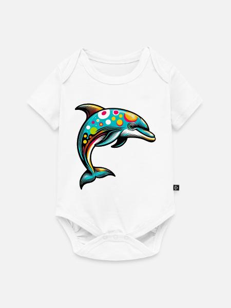 Delfin - Baby Premium Kurzarmbody - Weiß