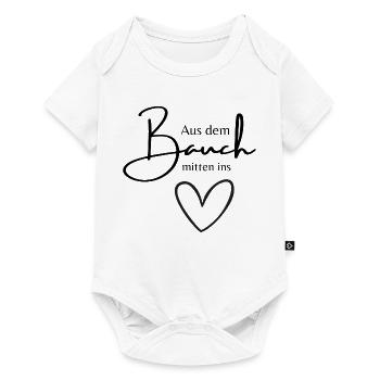 Aus dem Bauch direkt ins Herz -Geschenk zur Geburt - Baby Premium Kurzarmbody - Weiß - Vorne