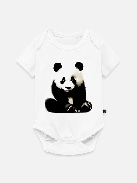 Panda - Baby Premium Kurzarmbody - Weiß