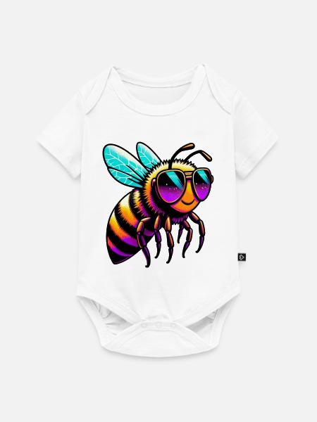 Biene mit Sonnenbrille - Baby Premium Kurzarmbody - Weiß