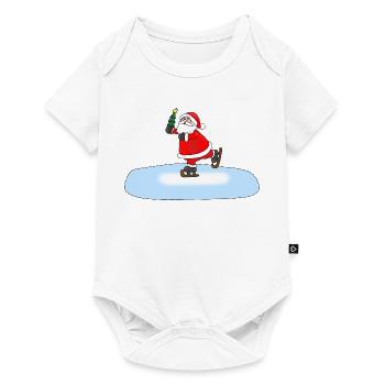 Père Noël patinant - Body à manches courtes Premium Bébé - blanc - Devant