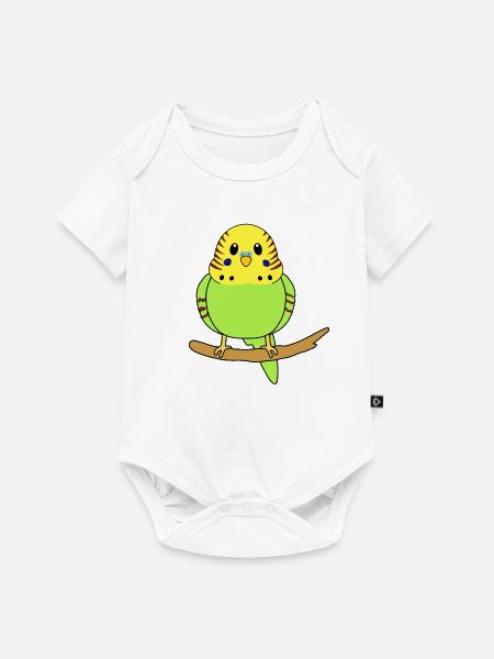 Wellensittich - Baby Premium Kurzarmbody - Weiß