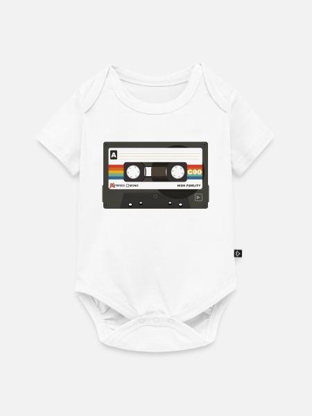 Retro Cassette Regenbogenstreifen - Baby Premium Kurzarmbody - Weiß