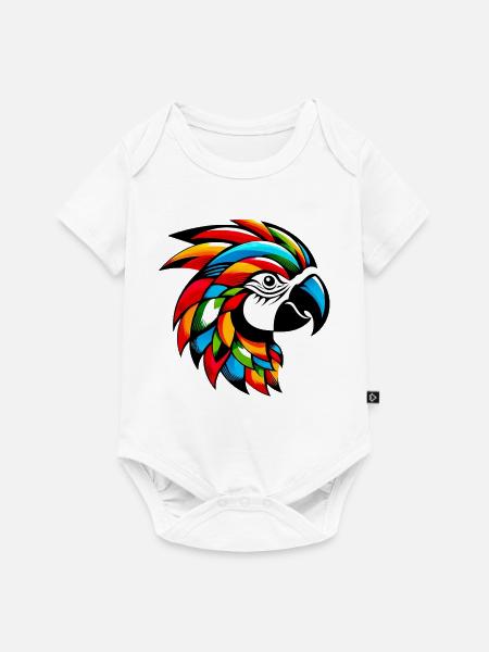 Harlekin Papagei - Baby Premium Kurzarmbody - Weiß