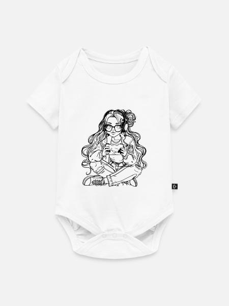 Gaming Girl Skizze - Baby Premium Kurzarmbody - Weiß