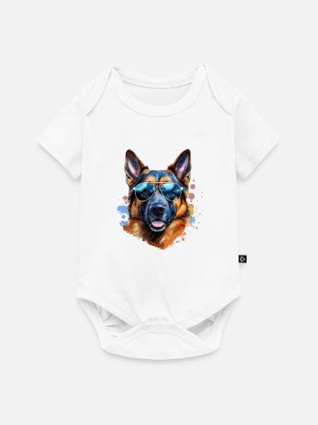 Deutscher Schäferhund mit Sonnenbrille - Baby Premium Kurzarmbody - Weiß