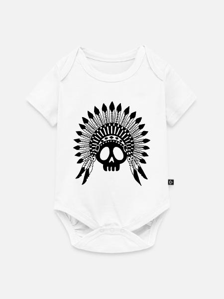 Schwarzer Indianerhäuptling Schädel - Baby Premium Kurzarmbody - Weiß