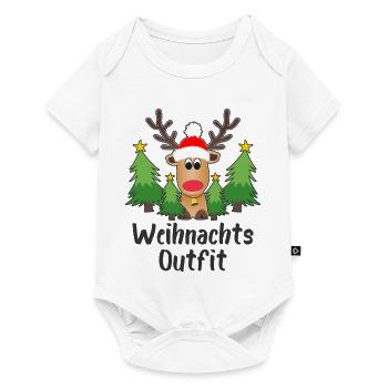 Rentier Weihnachtsoutfit Tannenbäume Weihnachten - Baby Premium Kurzarmbody - Weiß - Vorne