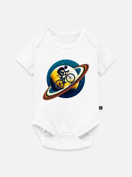 Radfahrer auf dem Saturn - Baby Premium Kurzarmbody - Weiß