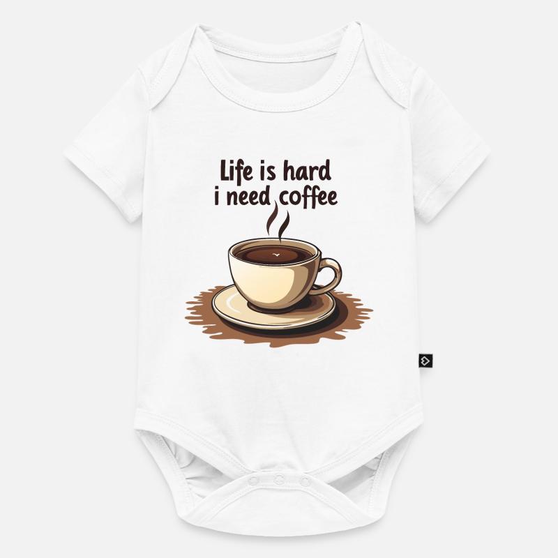 Tasse à café avec motivation par texte - Body à manches courtes Premium Bébé - blanc