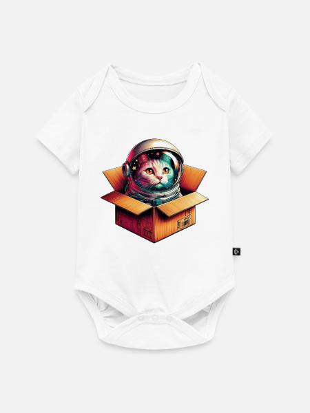 Astronaut Katze - Baby Premium Kurzarmbody - Weiß