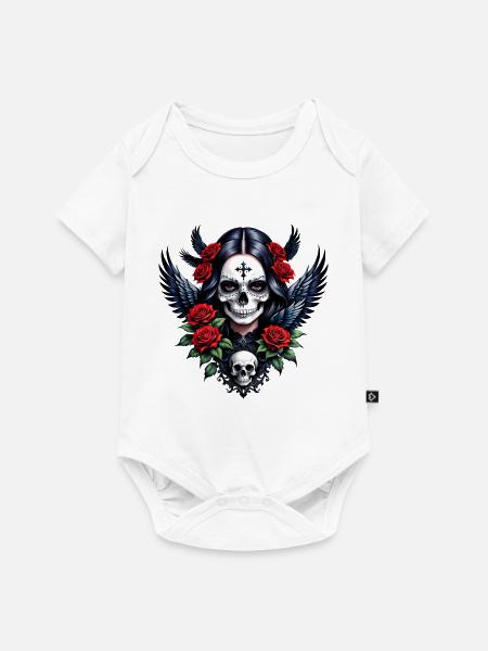 Sugar Skull Engel mit Rosen. - Baby Premium Kurzarmbody - Weiß