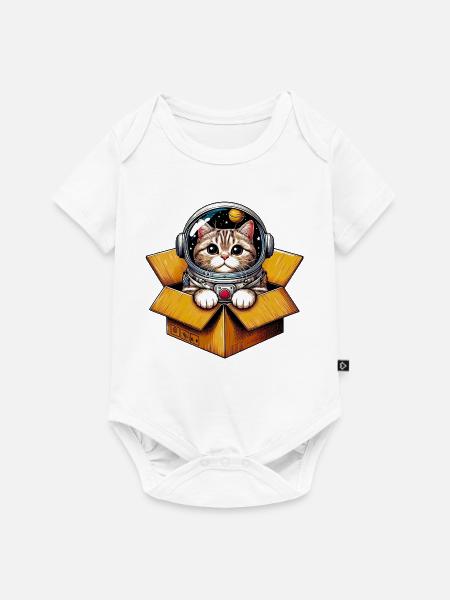 Astronaut Katze - Baby Premium Kurzarmbody - Weiß