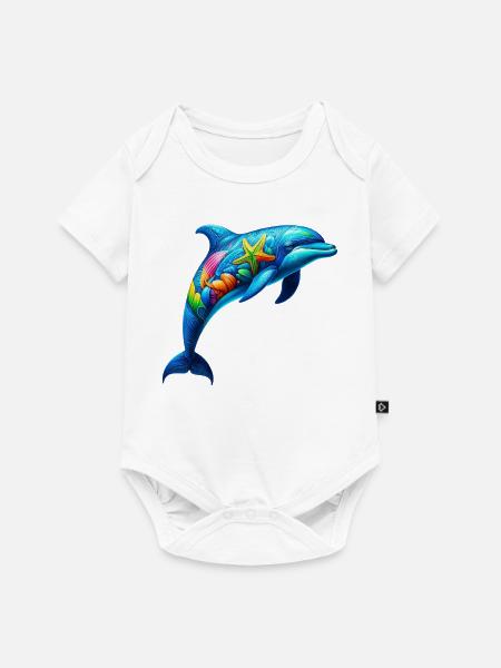 Delfin - Baby Premium Kurzarmbody - Weiß