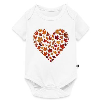 Autumnal heart, made of colourful autumn leaves - Baby Premium short-sleeve bodysuit - white - Front