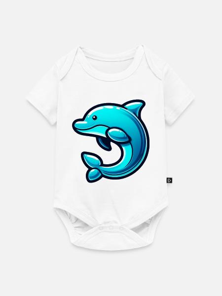 Delfin - Baby Premium Kurzarmbody - Weiß