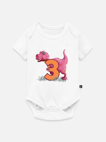 Nr.3 Dino - Baby Premium Kurzarmbody - Weiß
