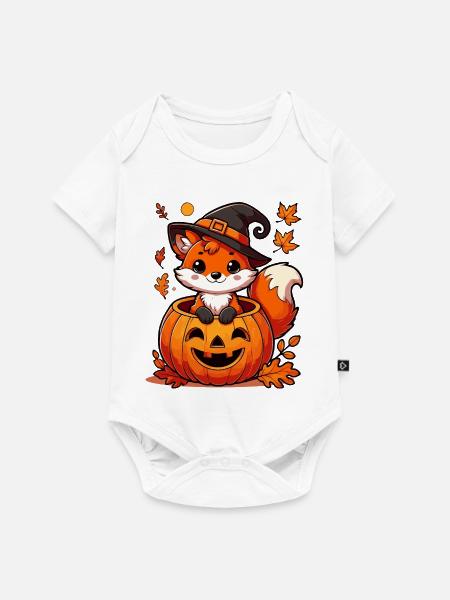 Halloween-Fuchs im Kürbis:Süßer Gruselspaß - Baby Premium Kurzarmbody - Weiß