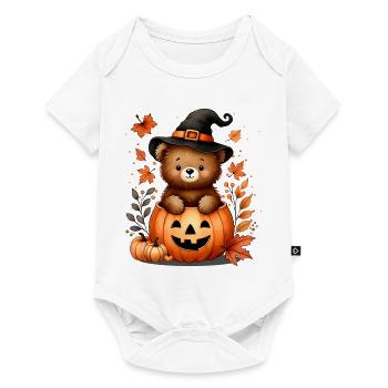 Ours en peluche d’Halloween dans la citrouille : Doux et effrayant - Body à manches courtes Premium Bébé - blanc - Devant