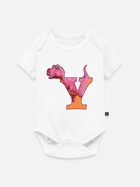 Y - DINOSAURIER, Personalisierbar - Baby Premium Kurzarmbody - Weiß