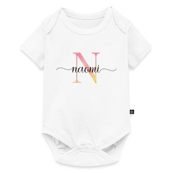 N | Monogramm | Name | Naomi |Watercolor - Baby Premium Kurzarmbody - Weiß - Vorne