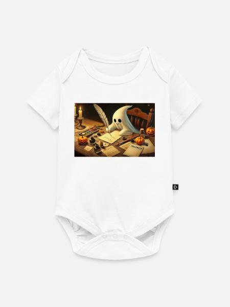 charmanter Geist schreibt Halloween-Einladungen - Baby Premium Kurzarmbody - Weiß