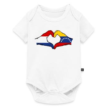 Holland Venezuela Flag Hands Heart Shape - Baby Premium short-sleeve bodysuit - white - Front