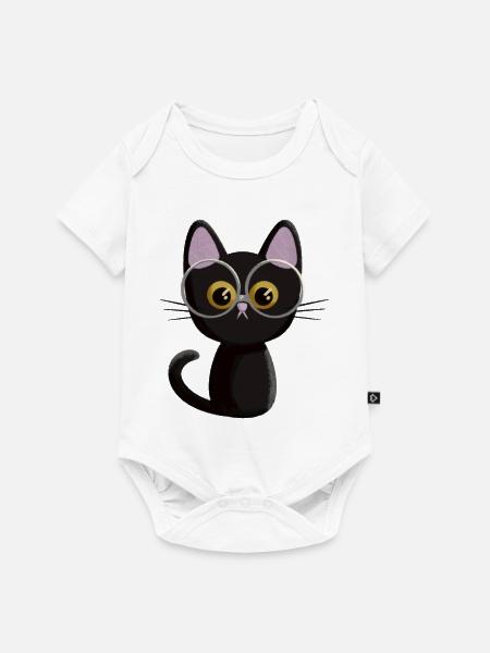 Schwarze Katze - Baby Premium Kurzarmbody - Weiß