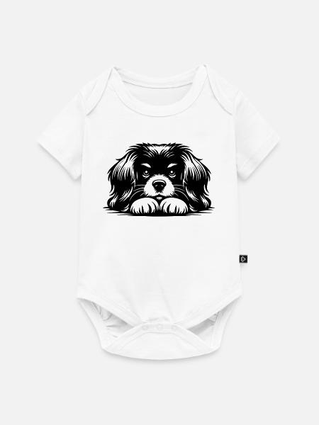 Tibet Spaniel Kopf mit Pfoten - Baby Premium Kurzarmbody - Weiß