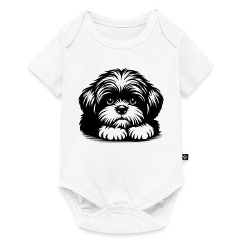 Tête de Shih Tzu avec pattes - Body à manches courtes Premium Bébé - blanc - Devant