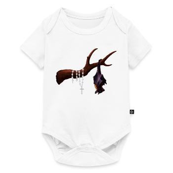 Flughund mit Ast, Rosenkränze, verschenken - Baby Premium Kurzarmbody - Weiß - Vorne
