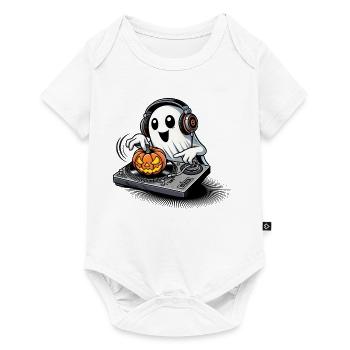 Joyeux fantôme d’Halloween en tant que DJ avec une citrouille - Body à manches courtes Premium Bébé - blanc - Devant
