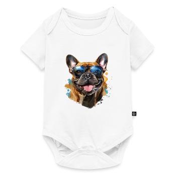 Frenchie with sunglasses - Baby Premium short-sleeve bodysuit - white - Front