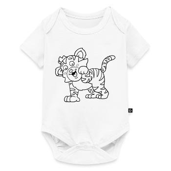 Tiger Kawaii coloring page hand-illustrated - Baby Premium short-sleeve bodysuit - white - Front