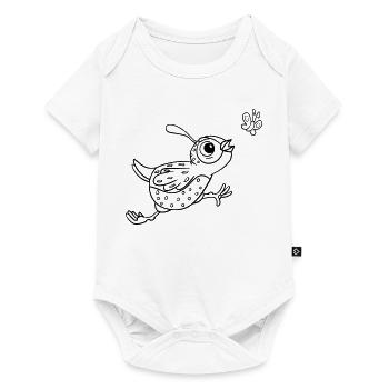 Coloring page bird with butterfly - Baby Premium short-sleeve bodysuit - white - Front