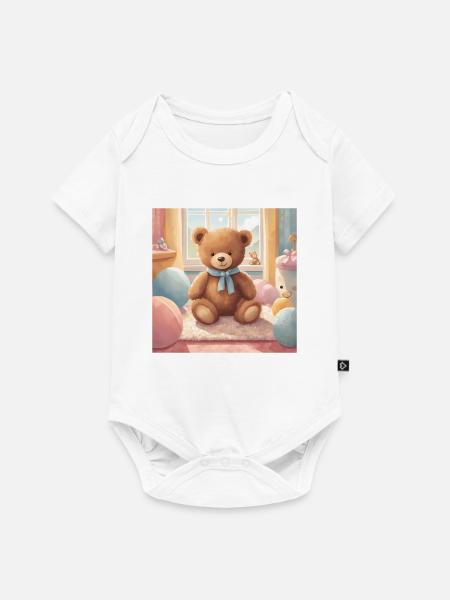 Teddybär Poster, Baby, Kind, Säugling - Baby Premium Kurzarmbody - Weiß