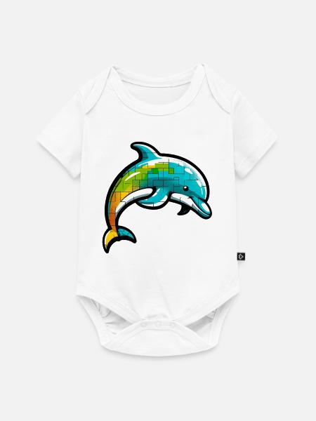 Delfin - Baby Premium Kurzarmbody - Weiß