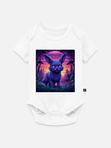 Neon Fuchs im Abendwald - Baby Premium Kurzarmbody - Weiß