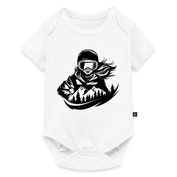 Dessin d’une snowboardeuse - Body à manches courtes Premium Bébé - blanc - Devant
