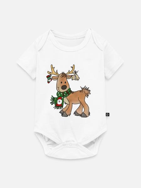 Weihnachtsren - Baby Premium Kurzarmbody - Weiß