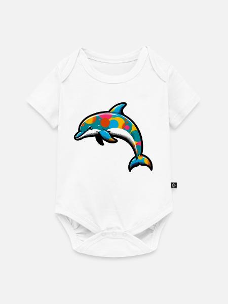 Delfin - Baby Premium Kurzarmbody - Weiß
