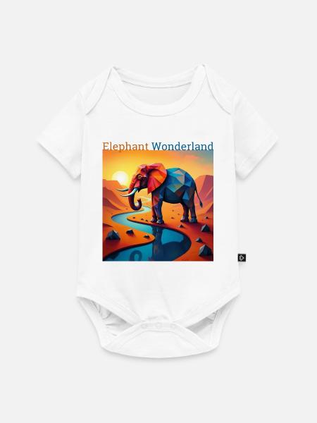 Geometrisches Elefanten-Wunderland - Baby Premium Kurzarmbody - Weiß