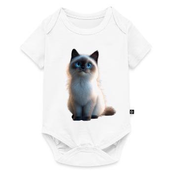 Birma Katze Heilige Birmakatze Süße Birma Katzen - Baby Premium Kurzarmbody - Weiß - Vorne